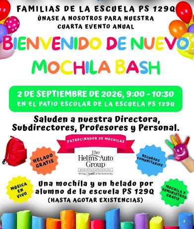 Welcome Back BackPack Bash 2026 flyer spanish